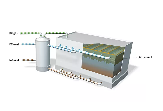 Diagram showing how Biothane UASB is working